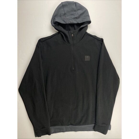 Adidas Adicross 1/4 Zip Hoodie Sweatshirt Men’s L Side Zip Cotton Blend Black - Picture 2 of 12